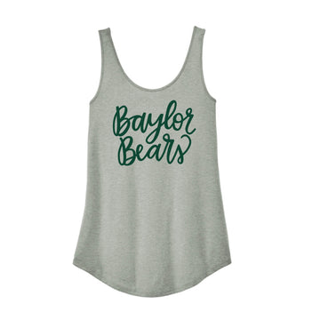 The Cursive Baylor Bears | Heather Grey Tank