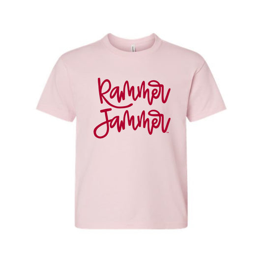 The Rammer Jammer Cursive | Youth Soft Pink Tee