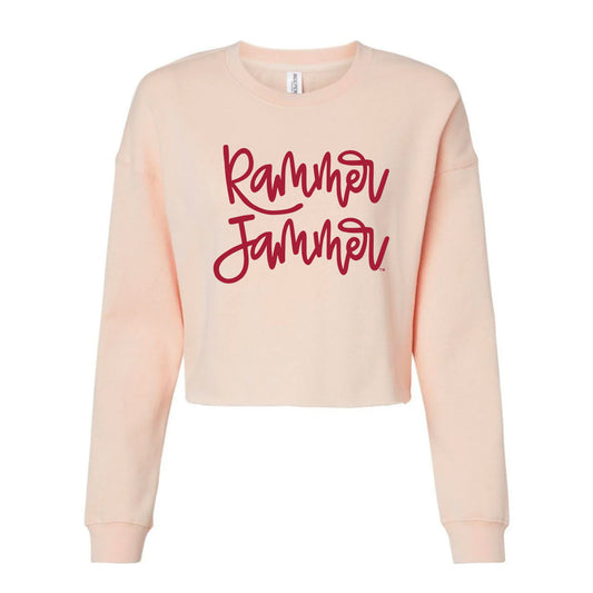The Rammer Jammer Cursive | Blush Crop Sweatshirt