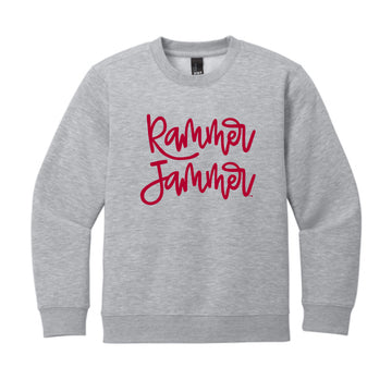 The Rammer Jammer Cursive | Youth Light Heather Grey Sweatshirt