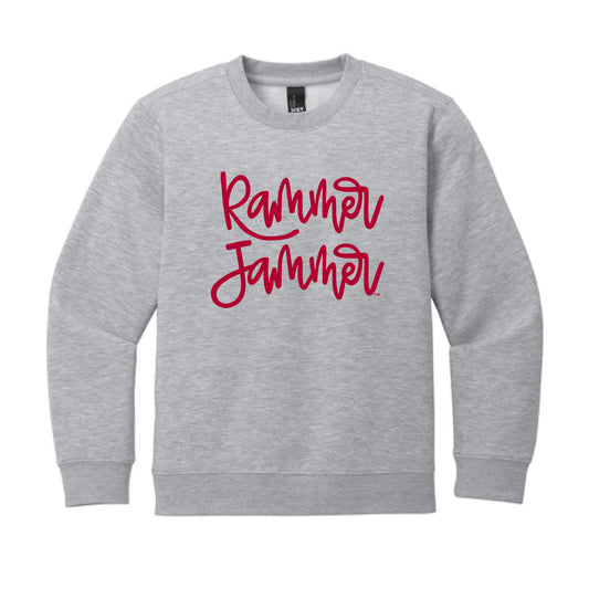 The Rammer Jammer Cursive | Youth Light Heather Grey Sweatshirt