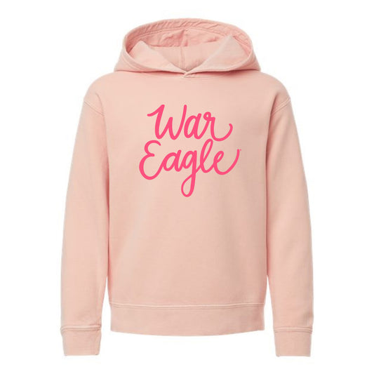 The Cursive War Eagle | Youth Peachy Hooded Sweatshirt
