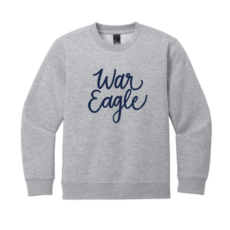The Cursive War Eagle | Youth Light Heather Grey Crew