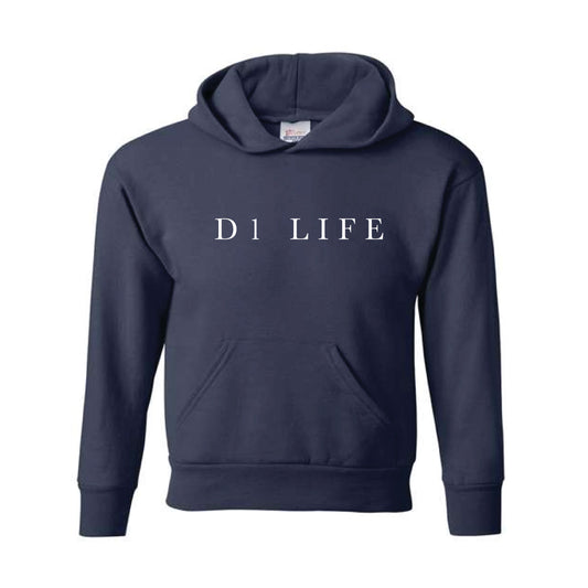 The D1 Life Serif | Navy Youth Hooded Sweatshirt