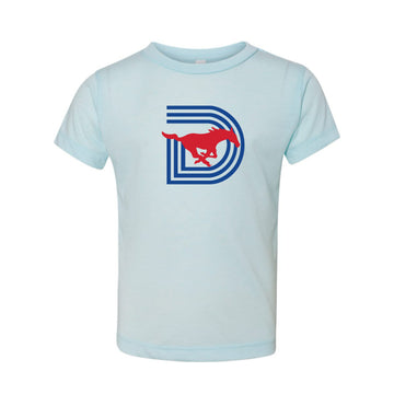 The D Mustangs Logo | Toddler Ice Blue Triblend Tee