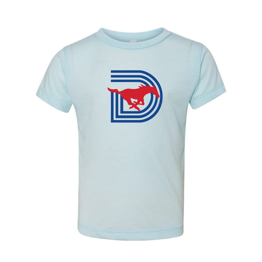 The D Mustangs Logo | Toddler Ice Blue Triblend Tee