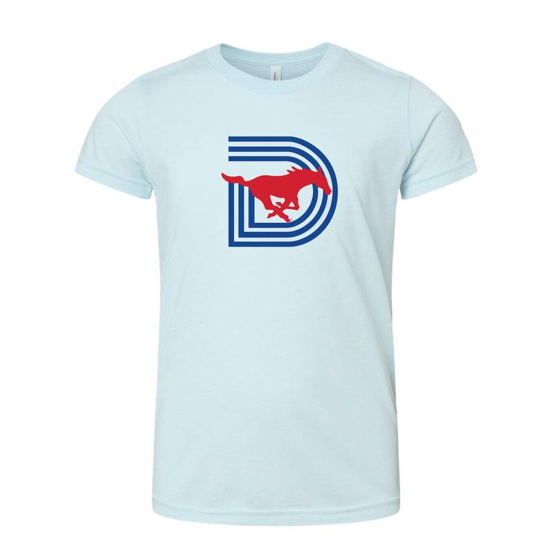 The D Mustangs Logo | Youth Ice Blue Triblend Tee