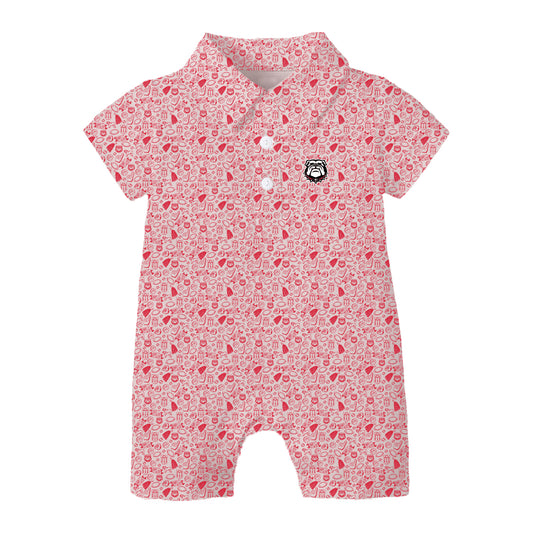 The James Georgia Pattern Romper | Bright Red