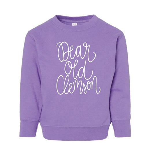 The Dear Ole Clemson Script | Toddler Lavender Sweatshirt