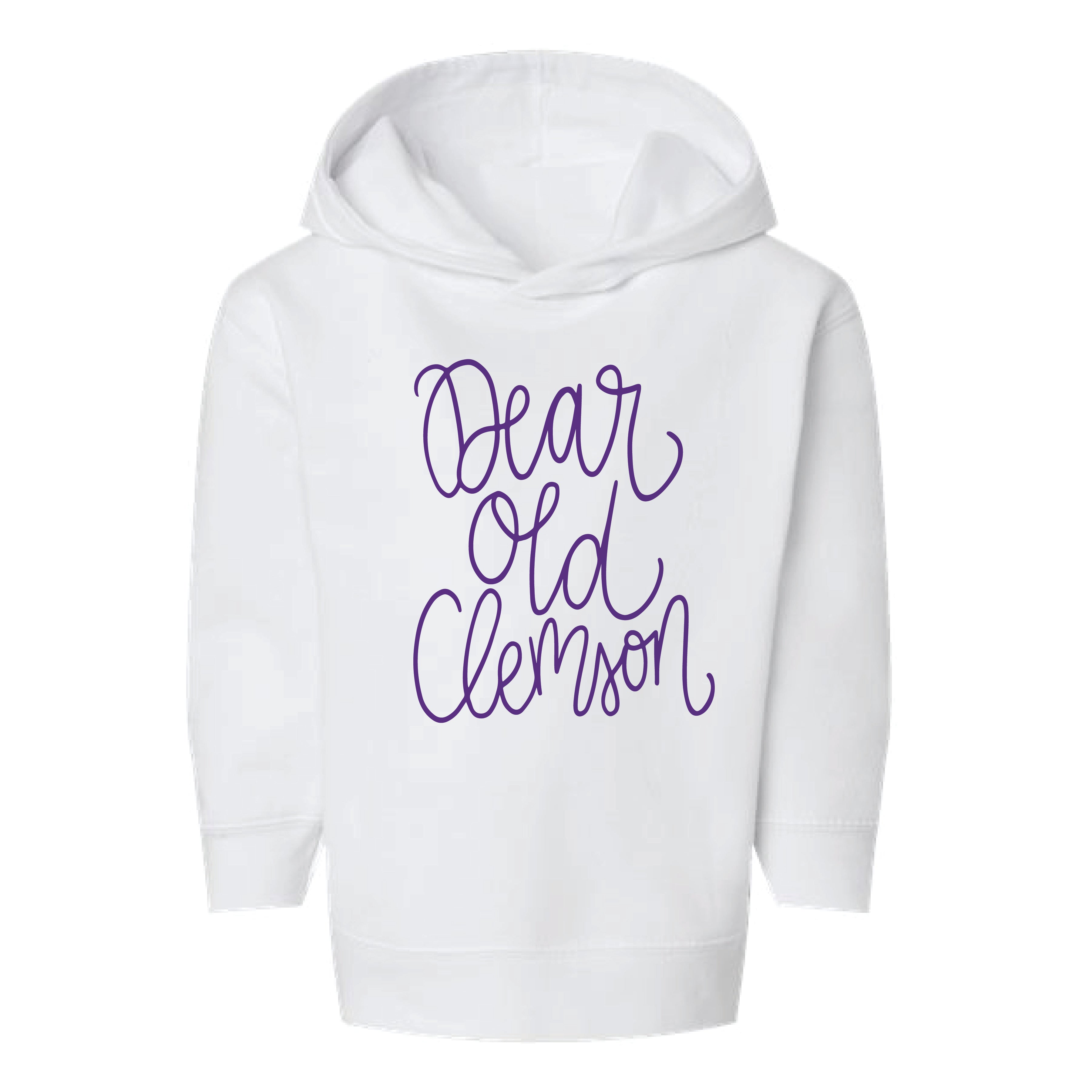 Clemson Script Merchandise The Dear Ole Clemson Script | Toddler White Hoodie – Scarlet & Gold