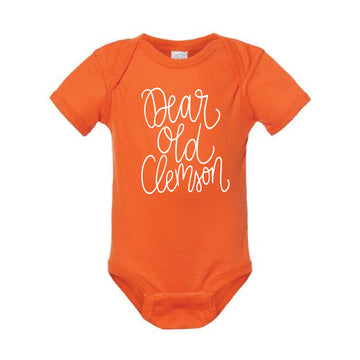 The Dear Ole Clemson Script | Baby Orange Onesie