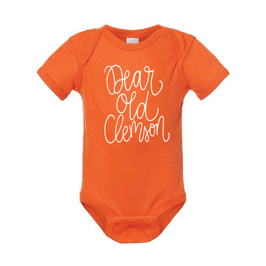 The Dear Ole Clemson Script | Baby Orange Onesie