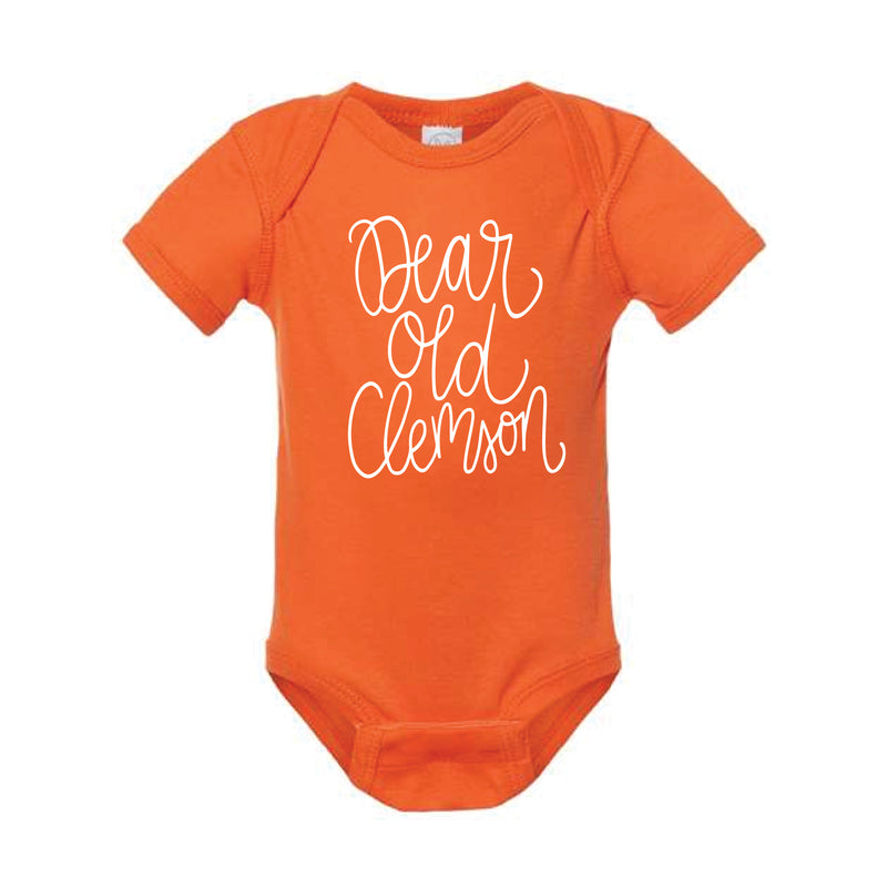 The Dear Ole Clemson Script | Baby Orange Onesie