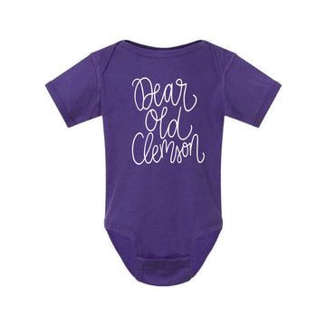 The Dear Ole Clemson Script | Baby Purple Onesie