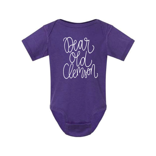 The Dear Ole Clemson Script | Baby Purple Onesie