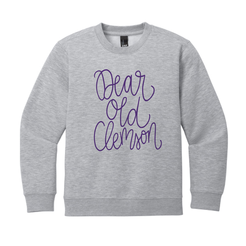The Dear Ole Clemson Script | Youth Light Heather Grey Sweatshirt