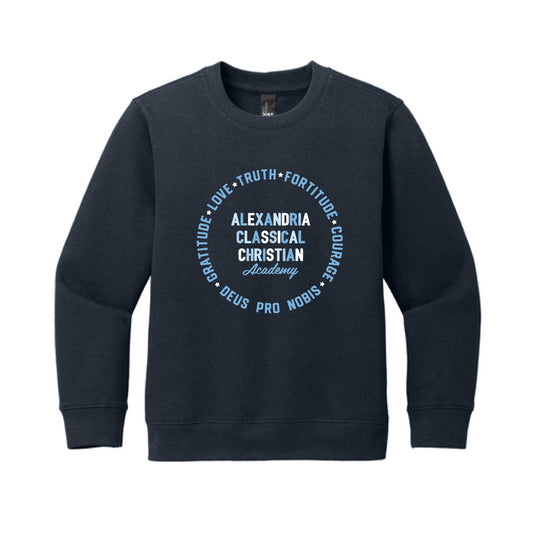 The Deus Pro Nobis Circle | Youth New Navy Fleece Crew