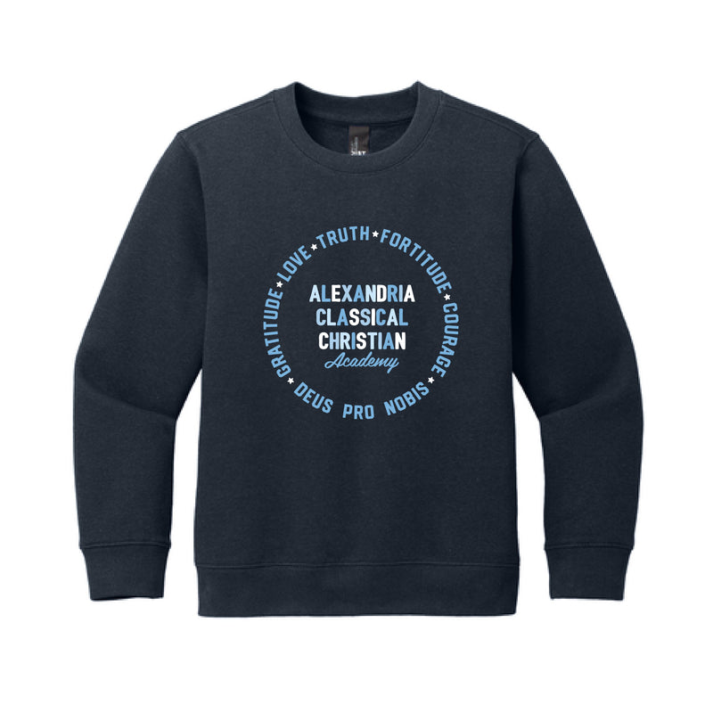 The Deus Pro Nobis Circle | Youth New Navy Fleece Crew