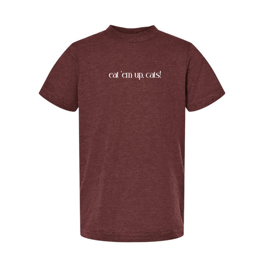 The Eat 'Em Up, Cats! | Youth Heather Burgundy Tee