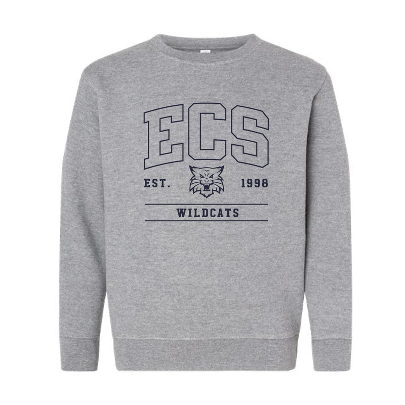 The ECS Outline Arch | Heather Youth Crewneck Sweatshirt