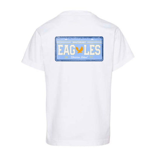 The Eagles License Plate | Youth White Tee