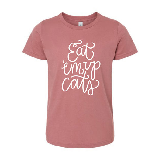 The Eat 'Em Up Cats Script | Youth Mauve Tee