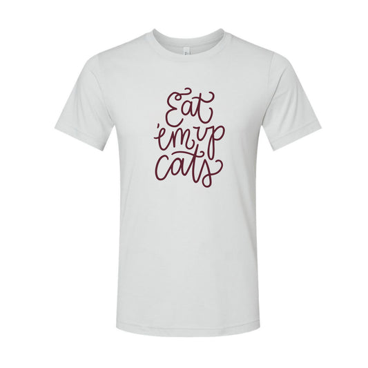 The Eat 'Em Up Cats Script | Heather Silver Tee