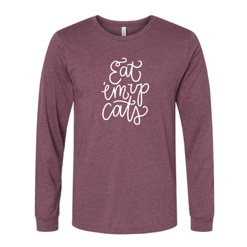 The Eat 'Em Up Cats Script | Heather Maroon Long Sleeve