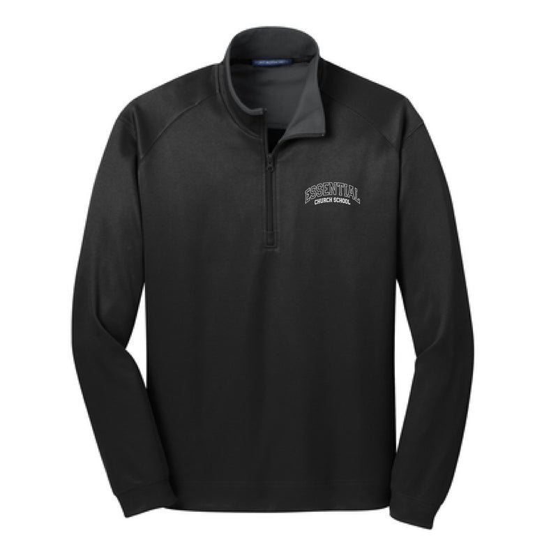 The Essential Arch | Embroidered Black/ Iron Grey 1/4-Zip Pullover