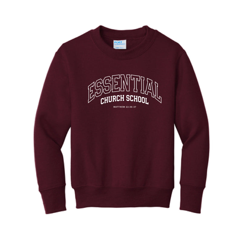 The Essential Arch  | Maroon Youth Crewneck Sweatshirt