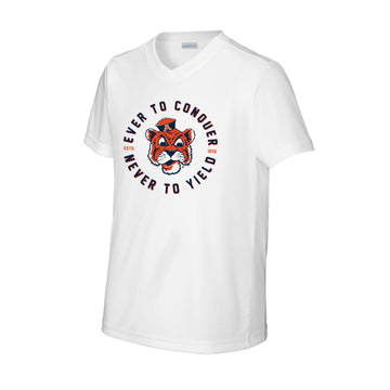 The Ever To Conquer Circle | Youth White/ White V-Neck