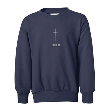 The Eyes Up + Cross | Navy Youth Crewneck