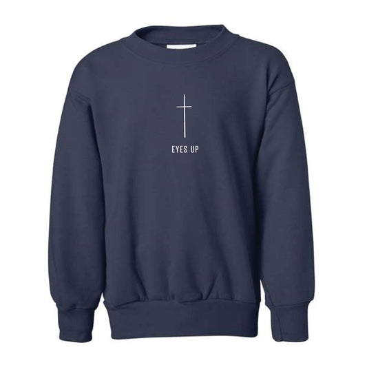 The Eyes Up + Cross | Navy Youth Crewneck
