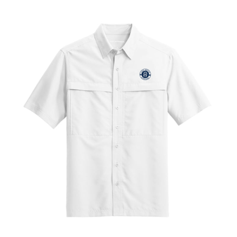 The FBC Geraldine Circle | Embroidered White Performance Fishing Polo