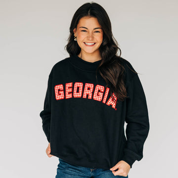 The Mallory Mockneck Georgia Gingham | Black