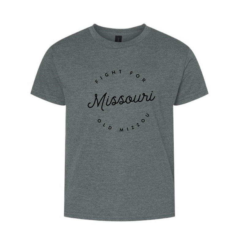 The Fight For Old Missouri Script Circle | Youth Dark Heather Tee