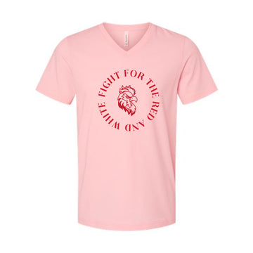 The Fight for the Red and White | Pink V-Neck Tee