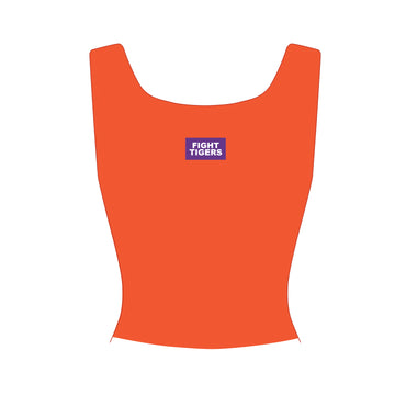 The Alli Ribbed Tank Fight Tigers Woven Label | Orange