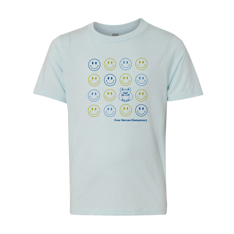 The Four Heroes Smiley | Ice Blue Youth Tee