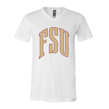 The Big FSU Arch | White V-Neck Tee
