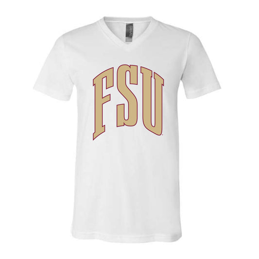 The Big FSU Arch | White V-Neck Tee