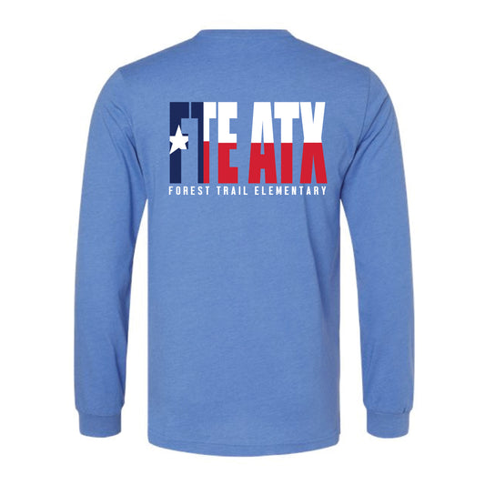 The FTE Texas | Adult Heather Columbia Blue Long Sleeve Tee