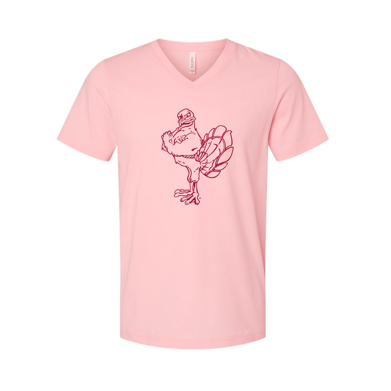 The Full Body Hokie Outline  | Pink V-Neck Tee