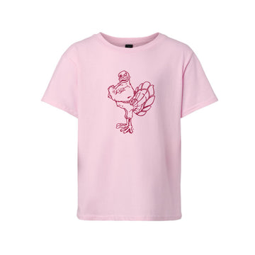 The Full Body Hokie Outline | Youth Light Pink Tee