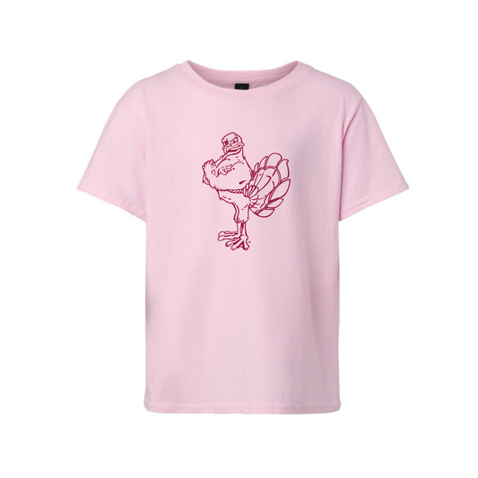 The Full Body Hokie Outline | Youth Light Pink Tee