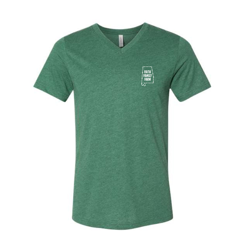 The Faith, Family, Farm | Heather Grass Green V-Neck Tee