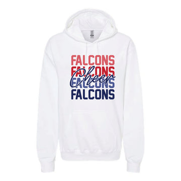 The Falcons Cheer Repeat | Adult White Hooded Sweatshirt