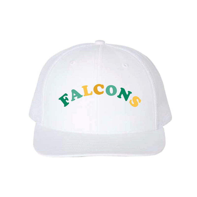 The Falcons Rainbow Arch | Embroidered White YP Trucker Cap