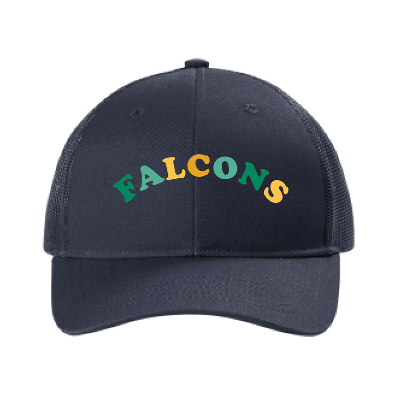 The Falcons Rainbow Arch | Embroidered Rich Navy Youth Trucker Cap