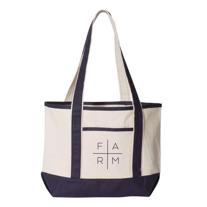 The Farm Square | Adult Natural/ Navy Tote